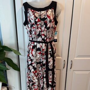 Perceptions New York New Floral Black and White Dress L